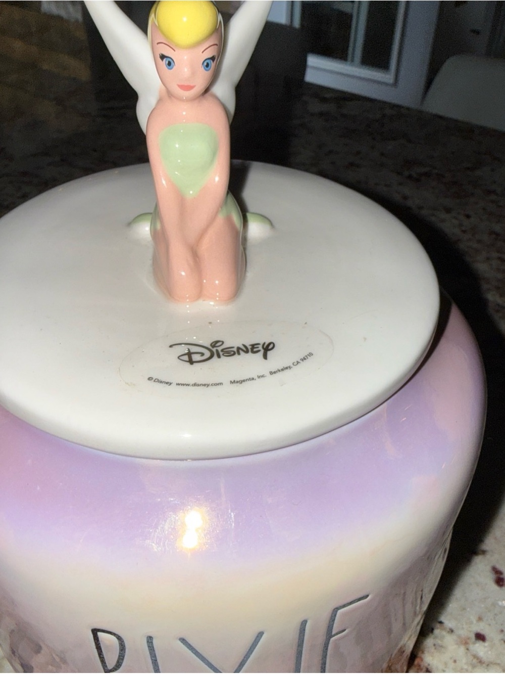 Rae Dunn Pink Disney Artisan Collection Ceramic Piece. Pixie Dust